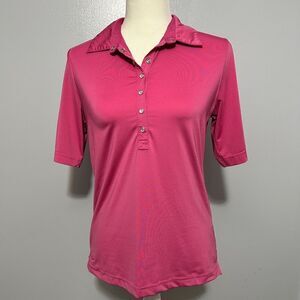 Daily Sport Tulip Pink Short Sleeve Polo Shirt. Size M